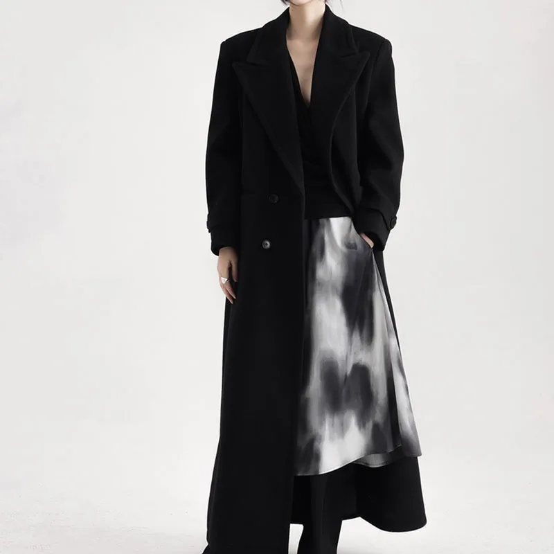 秋冬レディースウールコート2025新作ブラック高級ゆったり厚手オーバーコートカジュアルレディースウールコートH645