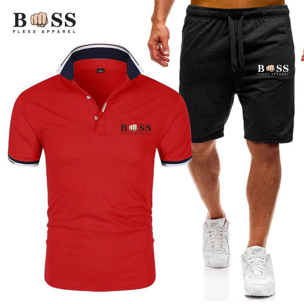 Conjunto de POLO y pantalones cortos para hombre, Camiseta de algodón estampada, ropa deportiva para correr, novedad de 2024