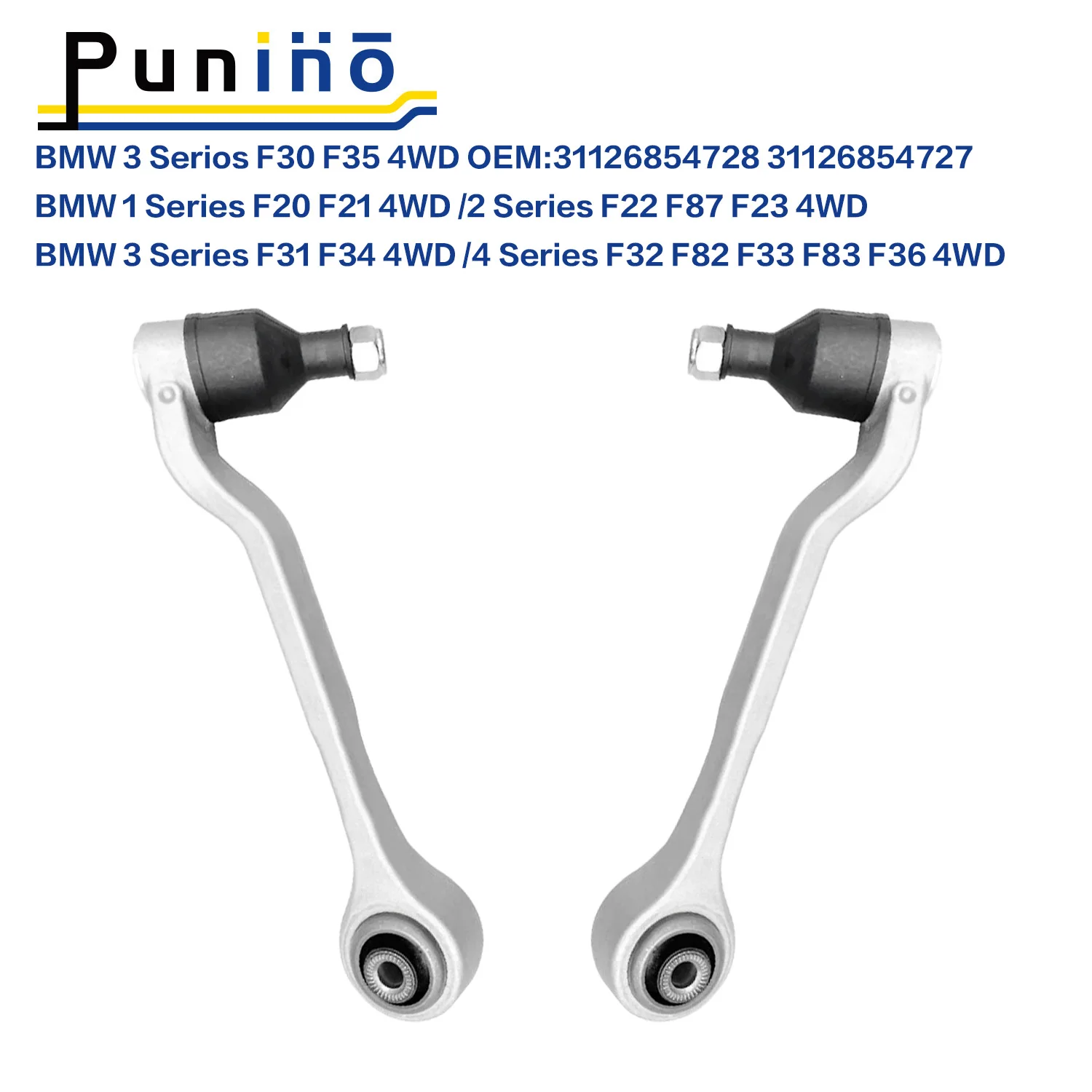 Punino Pair Front Lower Suspension Straight ControlArmFor BMW 1 2 3 4 Series F30 F35 F20 F21 F22 F32 4WD 31126854727 31126854728