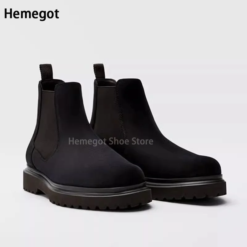 

Suede Chelsea Boots Men's Elastic Band Casual Ankle Booties Luxury Handmade Brand Shoes Slip-On Boots New In Shoes Men Botas