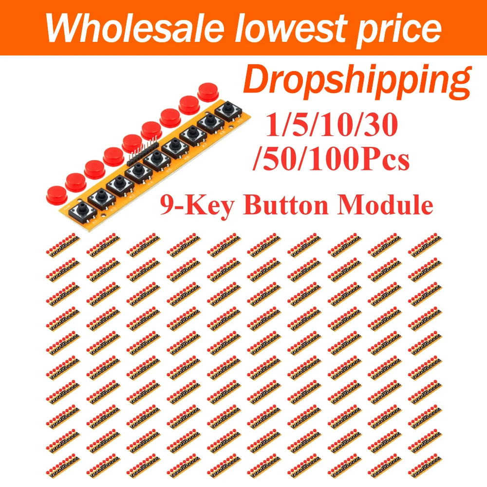 1~100Pcs 9 Channel Push Button Key Module Trigger Signal Conduction Voice Playback Control Circuit Board Electronic Accessory