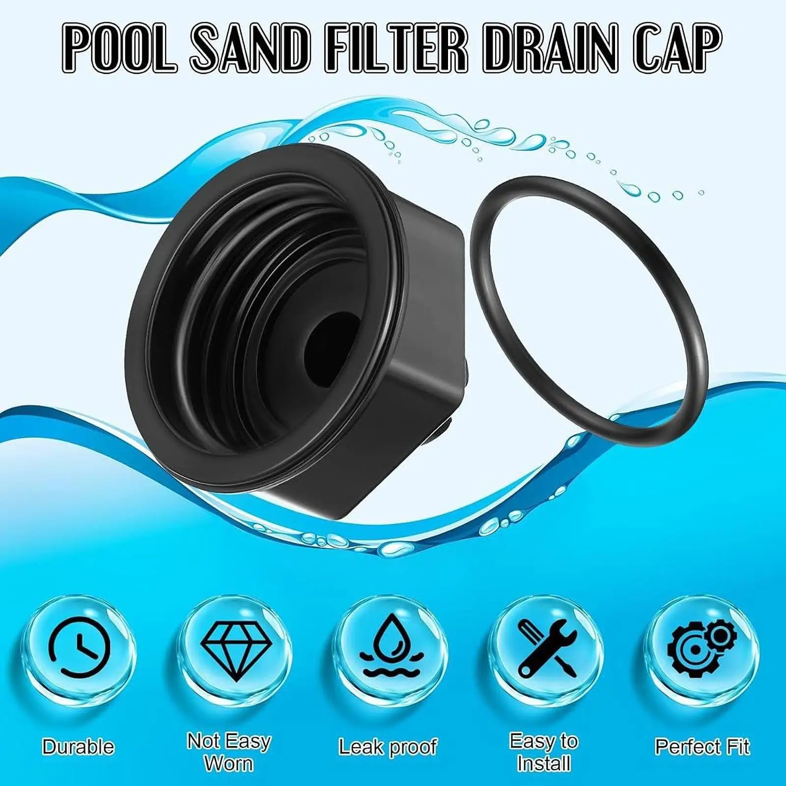 

Pool Sand Filter Drain Screen Cap Leakproof Compact Sturdy with Gasket