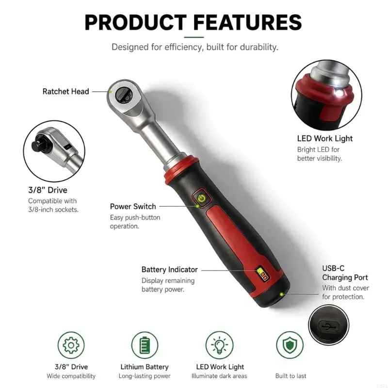 3.6V Cordless Electric Fastening Tool Set,Rechargeable Power Ratchet Repair Driver with Charging Cable and Added Access