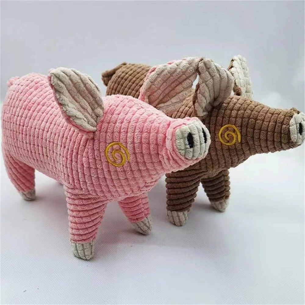 Juguete para masticar para mascotas, Animal de dibujos animados, forma de cerdo de peluche, perro, interactivo, mordedor, sonido chirriante, juguete para cachorros, gatos, molienda de dientes, suministros de entrenamiento