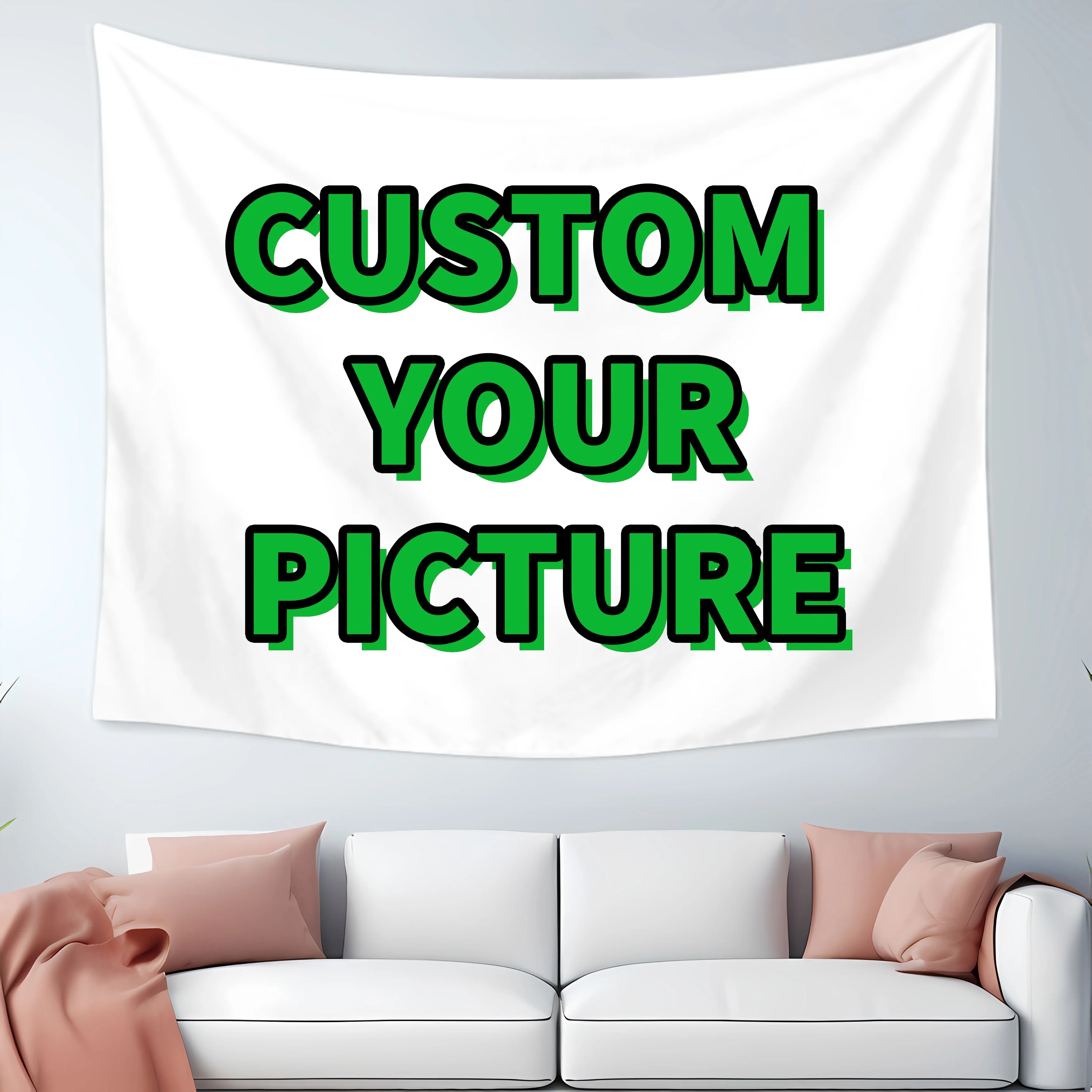 1pc Custom Photo Tapestry Wall Hanging - Personalized Bedroom Decor, 100% Polyester Fabric, Horizontal Indoor Backdrop Banner
