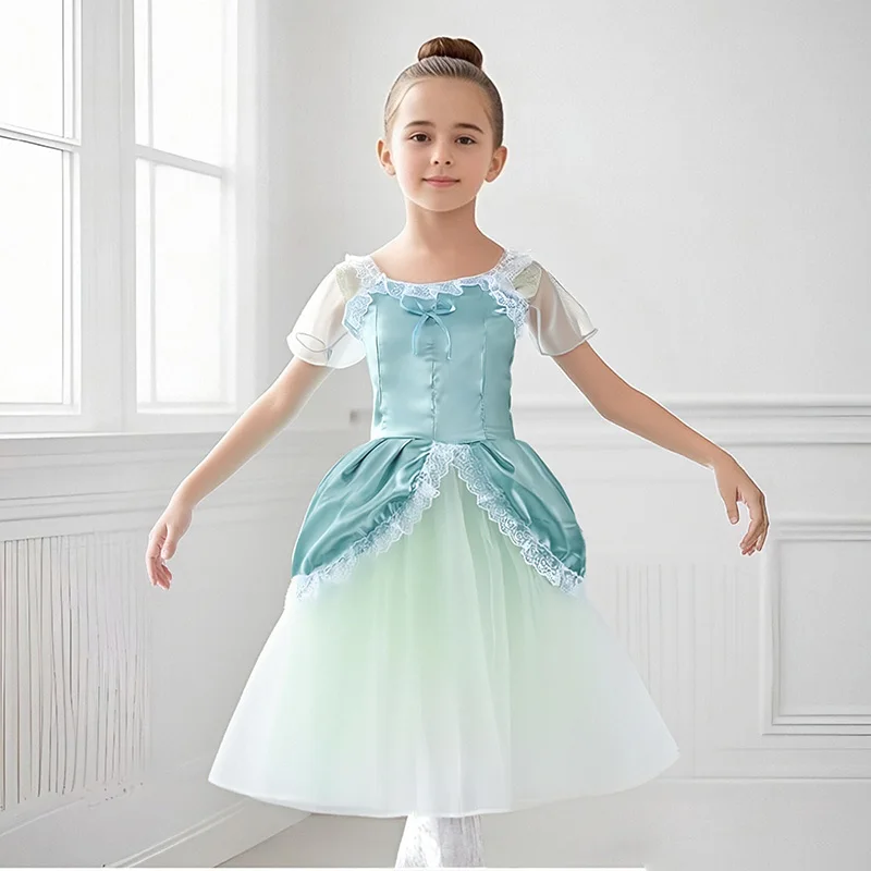 زي الباليه توتو الأخضر الطويل يغلق الفتيات على البحيرة الوطنية المهنية الباليه الباليه الفتيات تظهر بانيرا الباليه