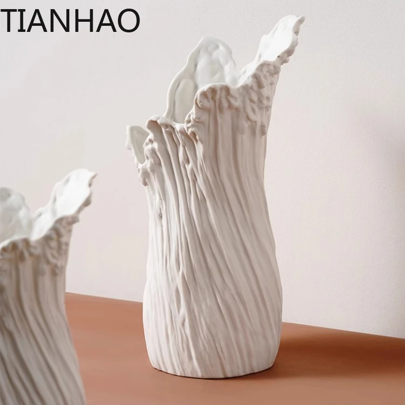 Light Luxury High-end Style Vase Art Living Room Decorative Item Design Sense Retro Ceramics Vases Vaas Living Room Decorations