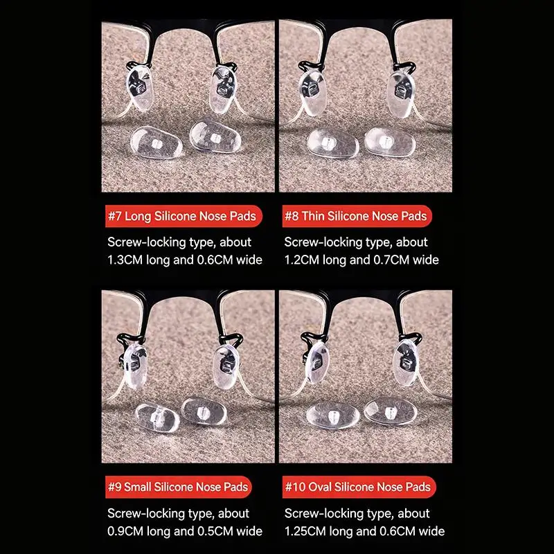 Eyeglass Nose Pads Silicone Air Chamber Extra Soft 10 Pairs With Precision Screwdriver Tool Kit For Repair