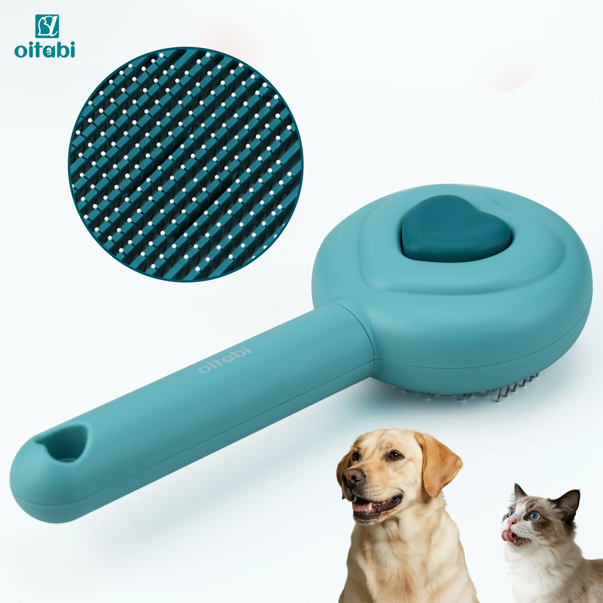 

Oitabi Cat Self Cleaning Slicker Brush, Pets Skin Friendly Grooming Brushes for Shedding Dogs Cats Hair Easy to Remove Undercoat
