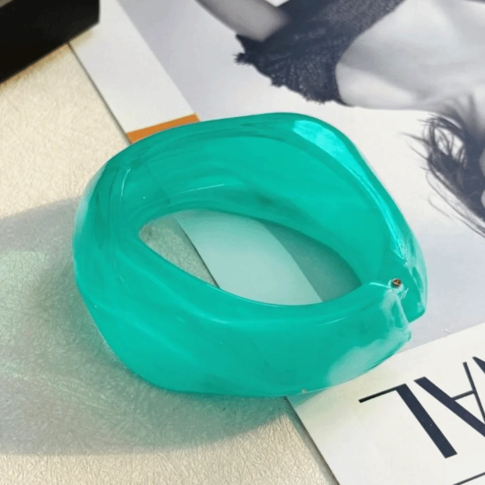 Irregular Shape Exaggerated Bangles Colorful Smudging Open Design Wide Bracelet Thick Design Vintage Style Cuff Bangles