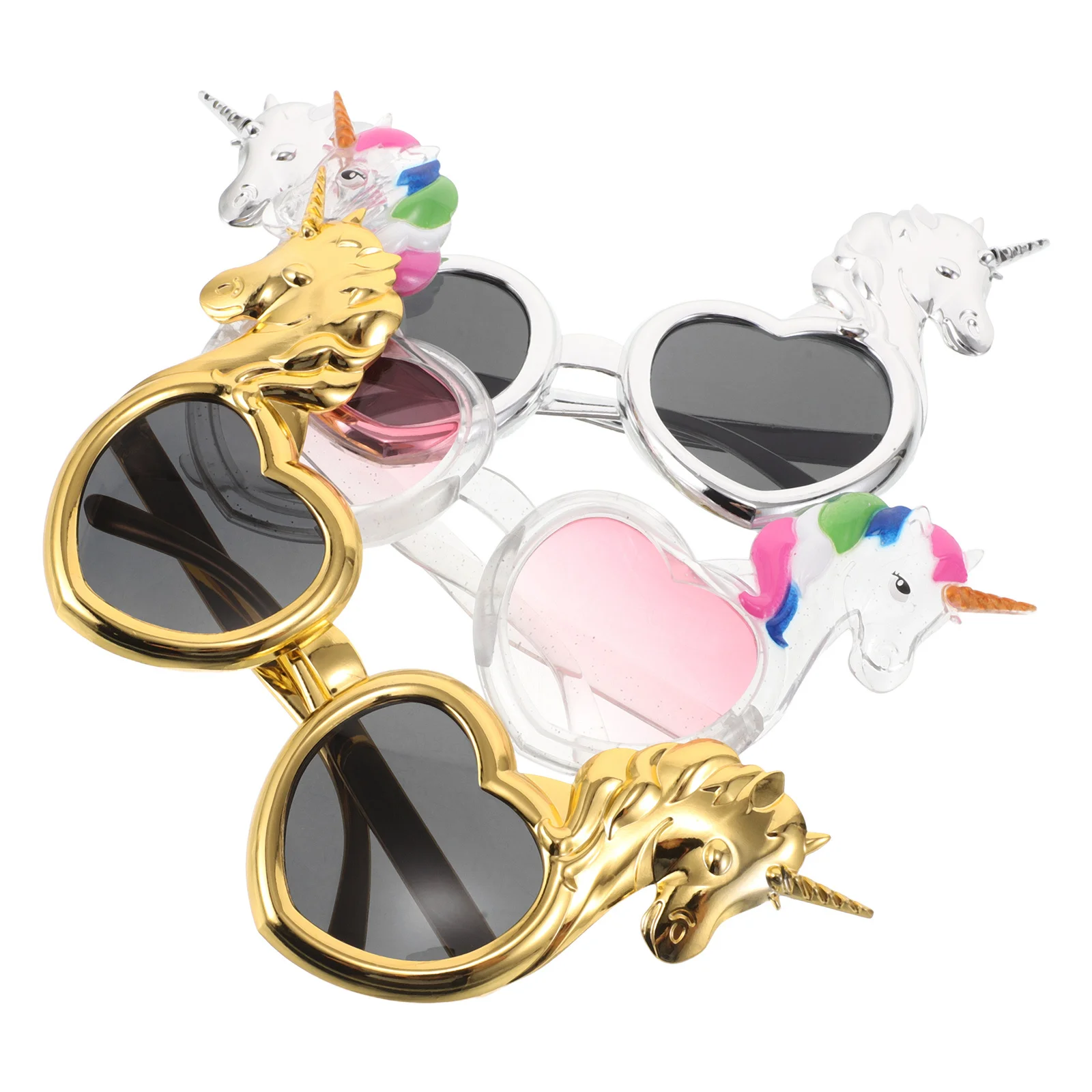 

3Pcs Unique Design Unicorn Glasses Colorful Photo Props for Unforgettable Birthday Gatherings Silly Glasses for