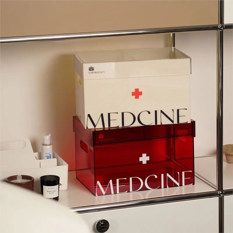 

Acrylic Bedicine Box Medicine Storage Box Dust-proof Emergency Medical Handle Box First Aid kit Large Capacity Medicine BoxZG670