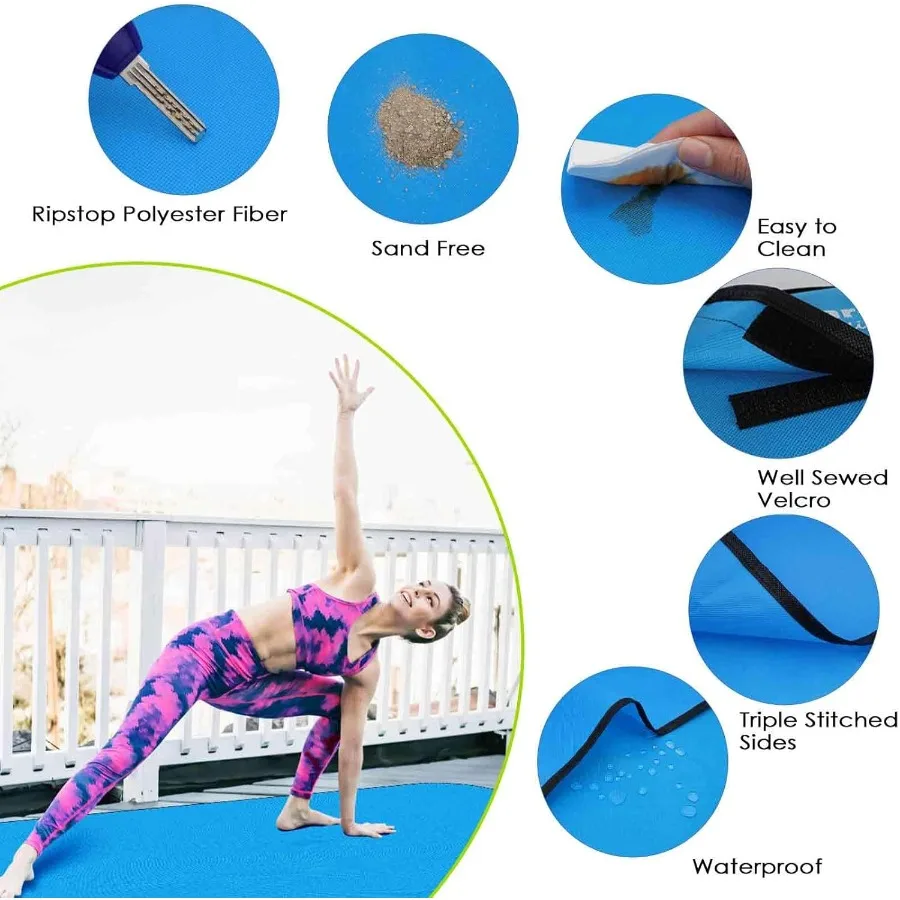 بطانية نزهة الشاطئ مقاومة للرمل بطانيات تخييم مقاومة للماء مقاس 80 × 63 بوصة كبيرة للاستخدام الخارجي بدون رمل قابلة للطي حصيرة عائلية قابلة للتعبئة #6