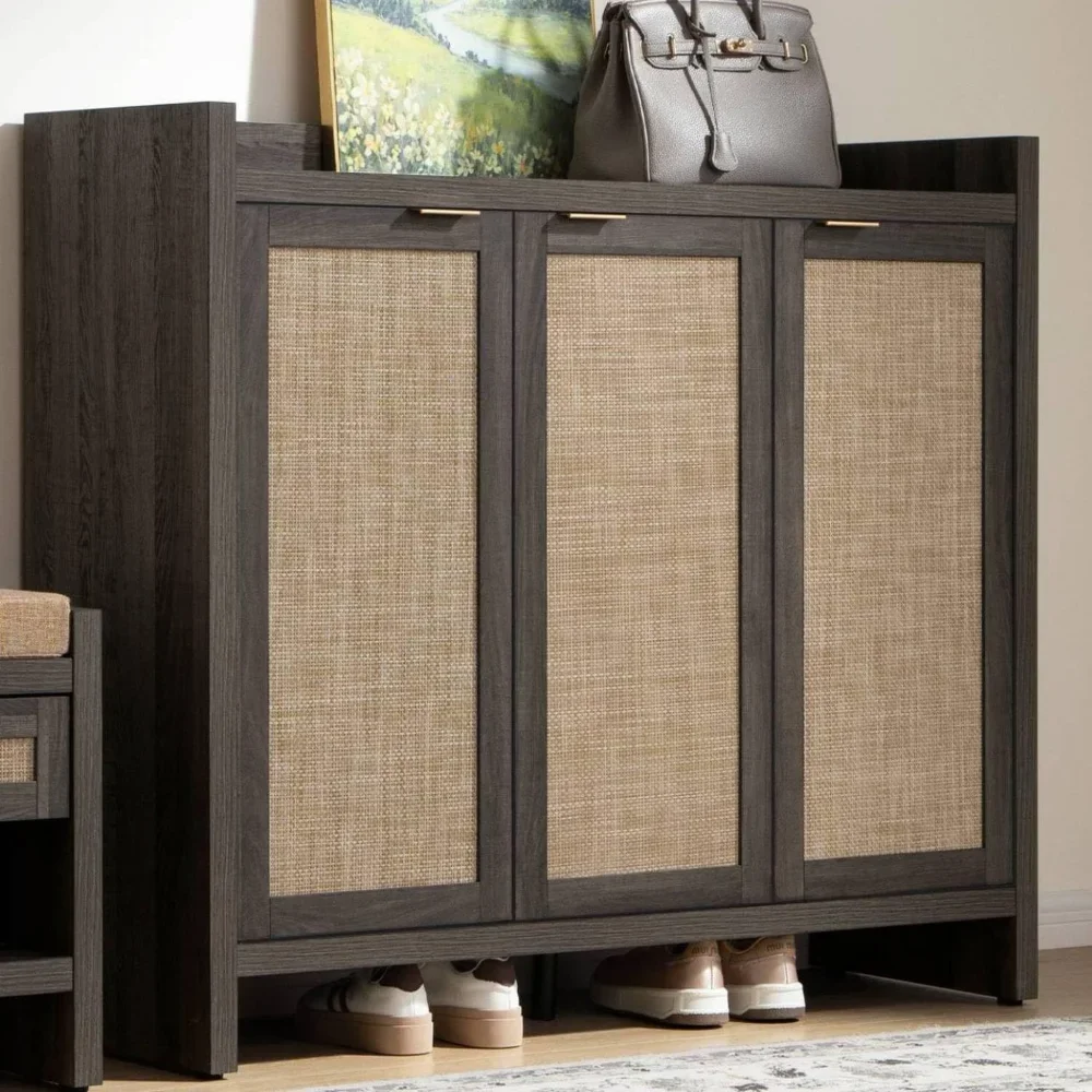 Shoe Cabinet, 30 Pairs Rattan Shoe Cabinet for Entryway, 6-Tier 41
