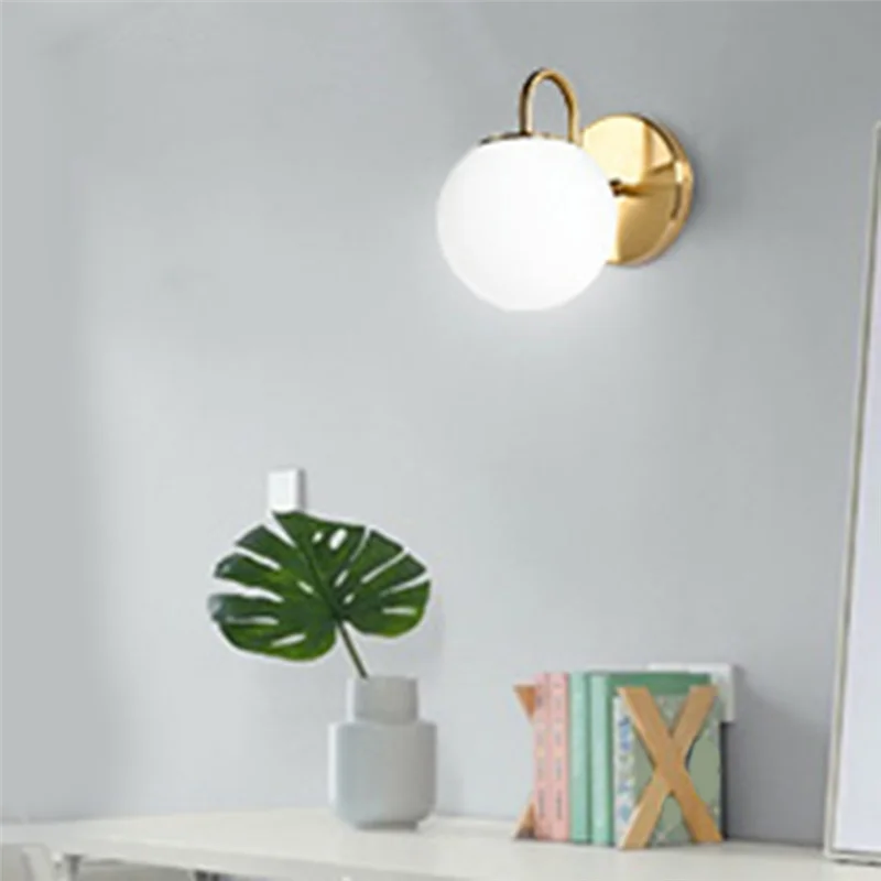 ABMI-moderno per bagno applique da parete lampada in vetro globo bianco latte per camera da letto cucina soggiorno vanità corridoio,
