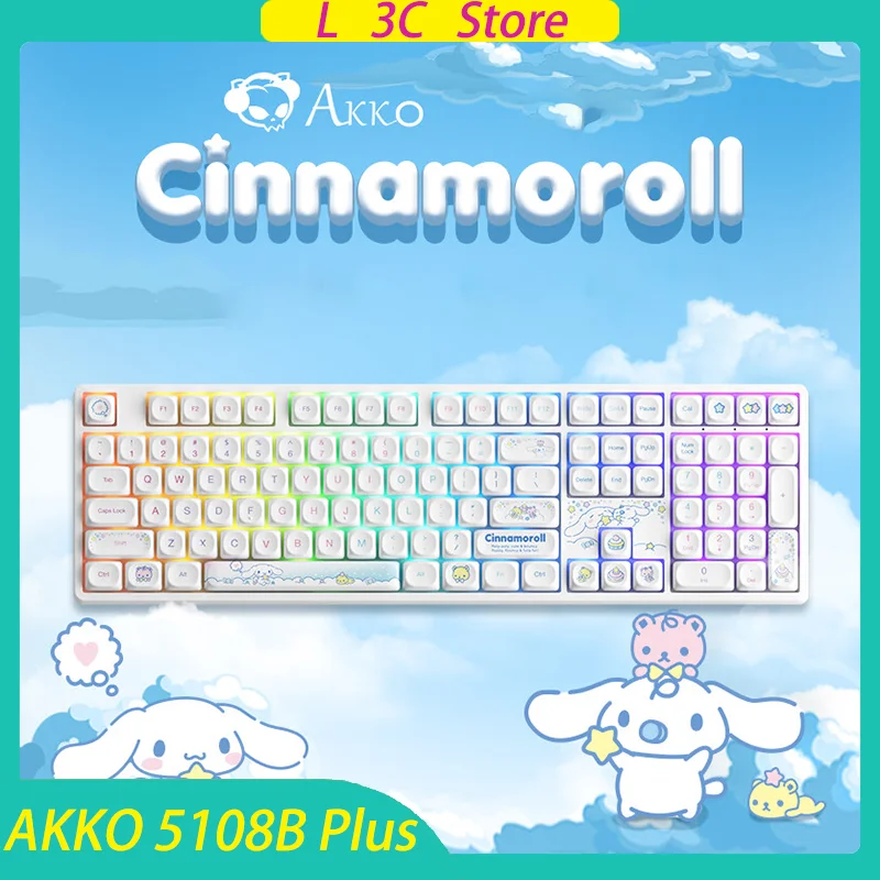 

AKKO 5108B Plus Cinnamoroll Co-Branded Sanrio Wireless Bluetooth Mechanical Keyboard Tri-mode 108 Keys MOA PBT Keycap RGB Custom