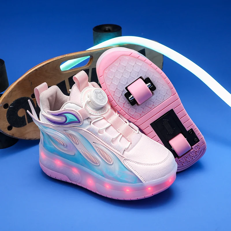 

2025 new hot must-have children's skateboarding shoes, boys and girls roller skating casual shoes with LED lights wheels