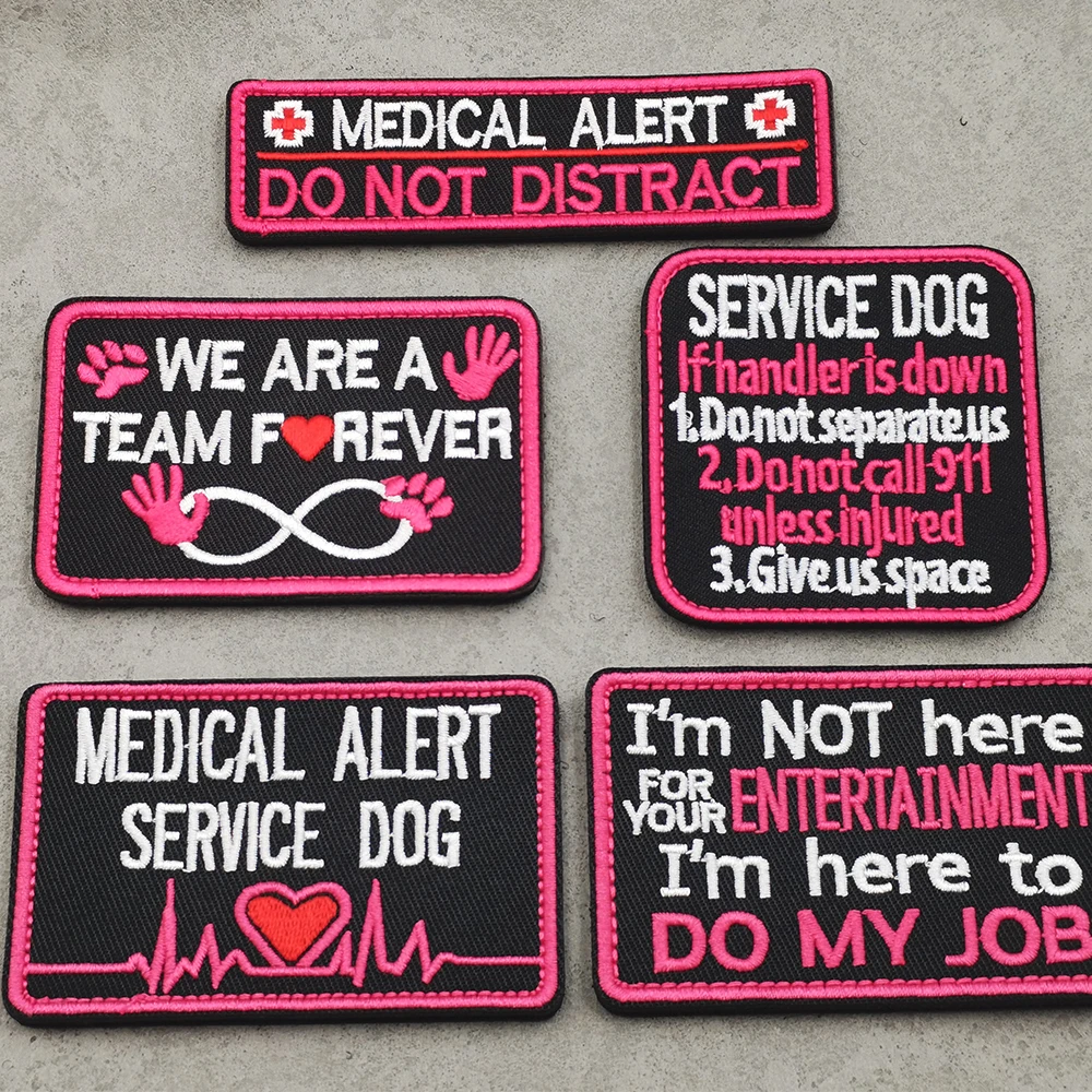 English Letters Service Dog Embroidery Patches Not All Disabilities Are Visible Patches Stickers On Clothing Hook and Loop