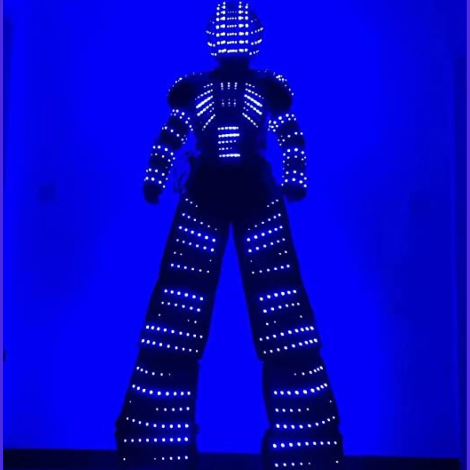 زي روبوت LED ملابس سترة مضيئة لأداء ركائز الكبار DJ تضيء ملابس الحفلات خوذة