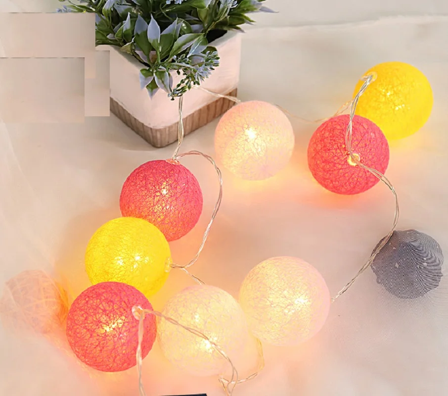 10 leds bolas de algodão luzes led fada guirlanda bola luz para casa quarto criança festa natal jardim iluminação do feriado decoração