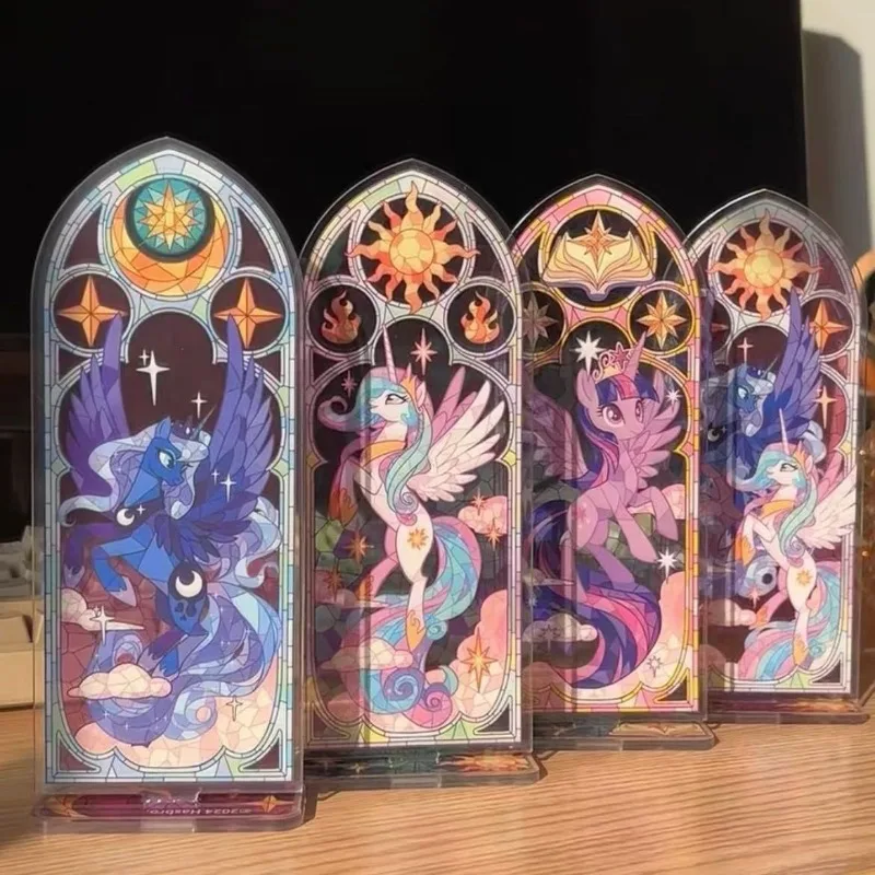 Kawaii My Little Pony Twilight Sparkle Stand Applejack Fluttershy Girl Anime Window Acrylic Plaque Desktop Decoration Gift