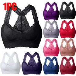 Sexy Lace Wire Free Bra Women oversized Vest Crop Top Beauty Back Pad Push Up Lingerie V Neck Sport Cami Underwear Tank Tops 3XL