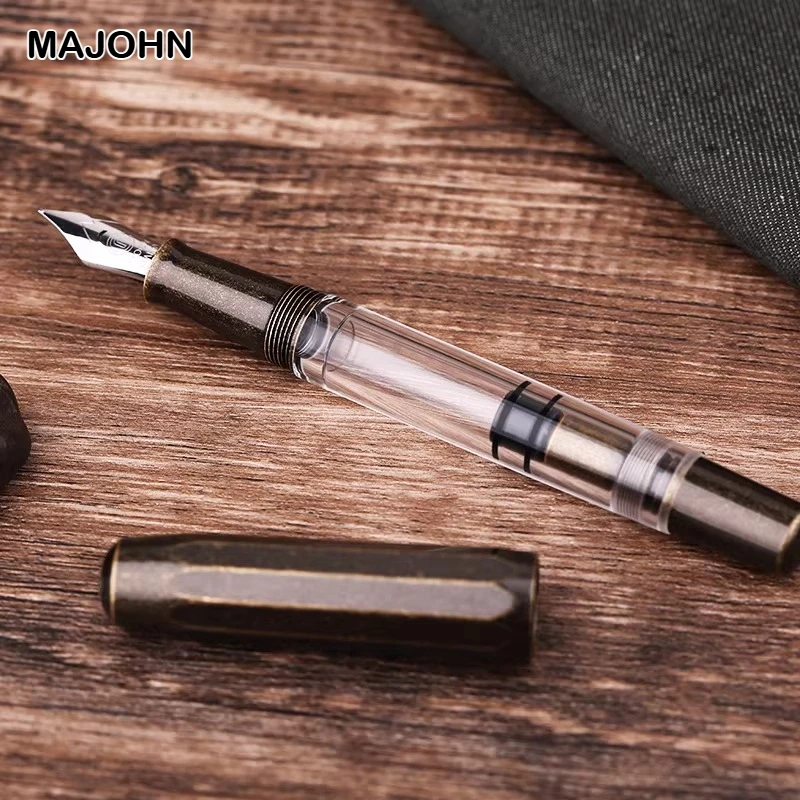 

MAJOHN T1 Metal & Acrylic Piston Fountain Pen Aluminum Alloy EF/F/M Large-Capacity Ink Writing Stationery Office School Supplies