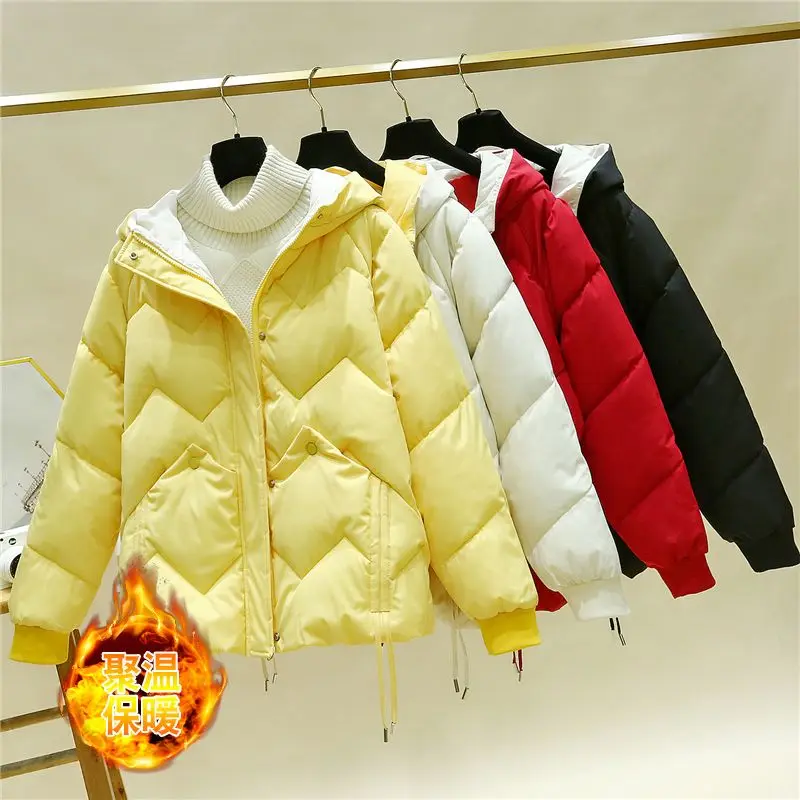 2024 New Winter Coat Women Down Cotton Jacket Lightweight Warm Loose Cotton Padded Jackets Casual Black Red Outerwear Female