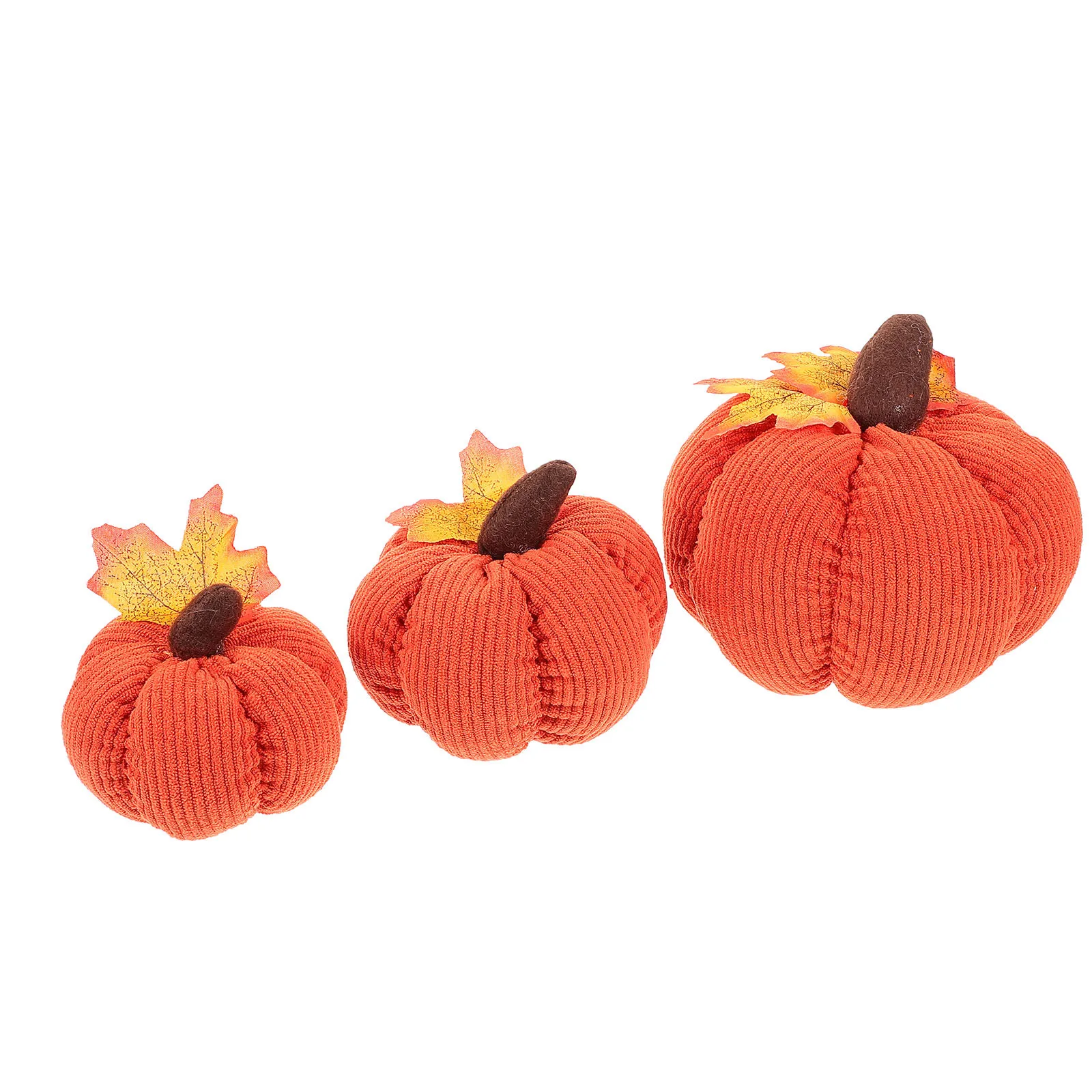 

3pcs Decorative Pumpkin Ornaments Simulation Harvest Pumpkins Handmade Artificial Fall Tabletop Decor For Thanksgiving Party