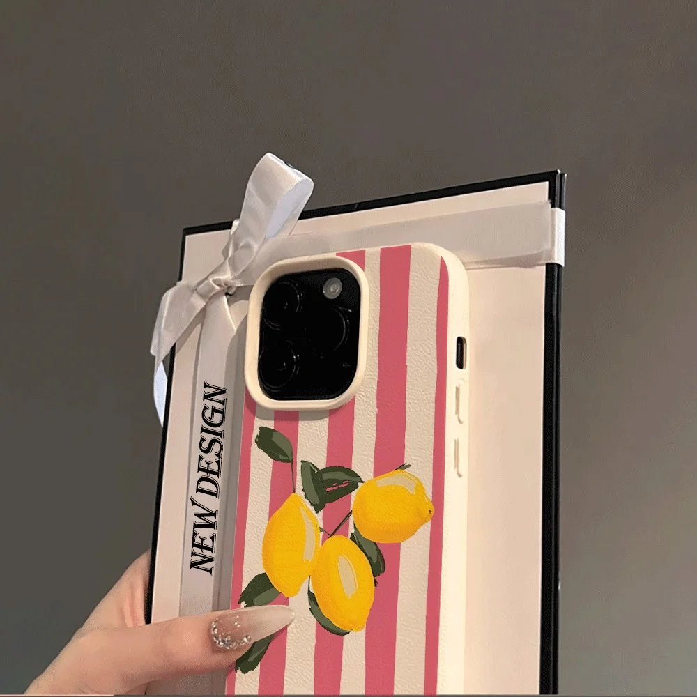 Koreanische Sommer-Zitronen-Ästhetik Handyhülle für iPhone 17 16 15 14 13 12 11 Pro Max Plus X XR Silikon Matt Weiche Schutzhülle – Detail 3