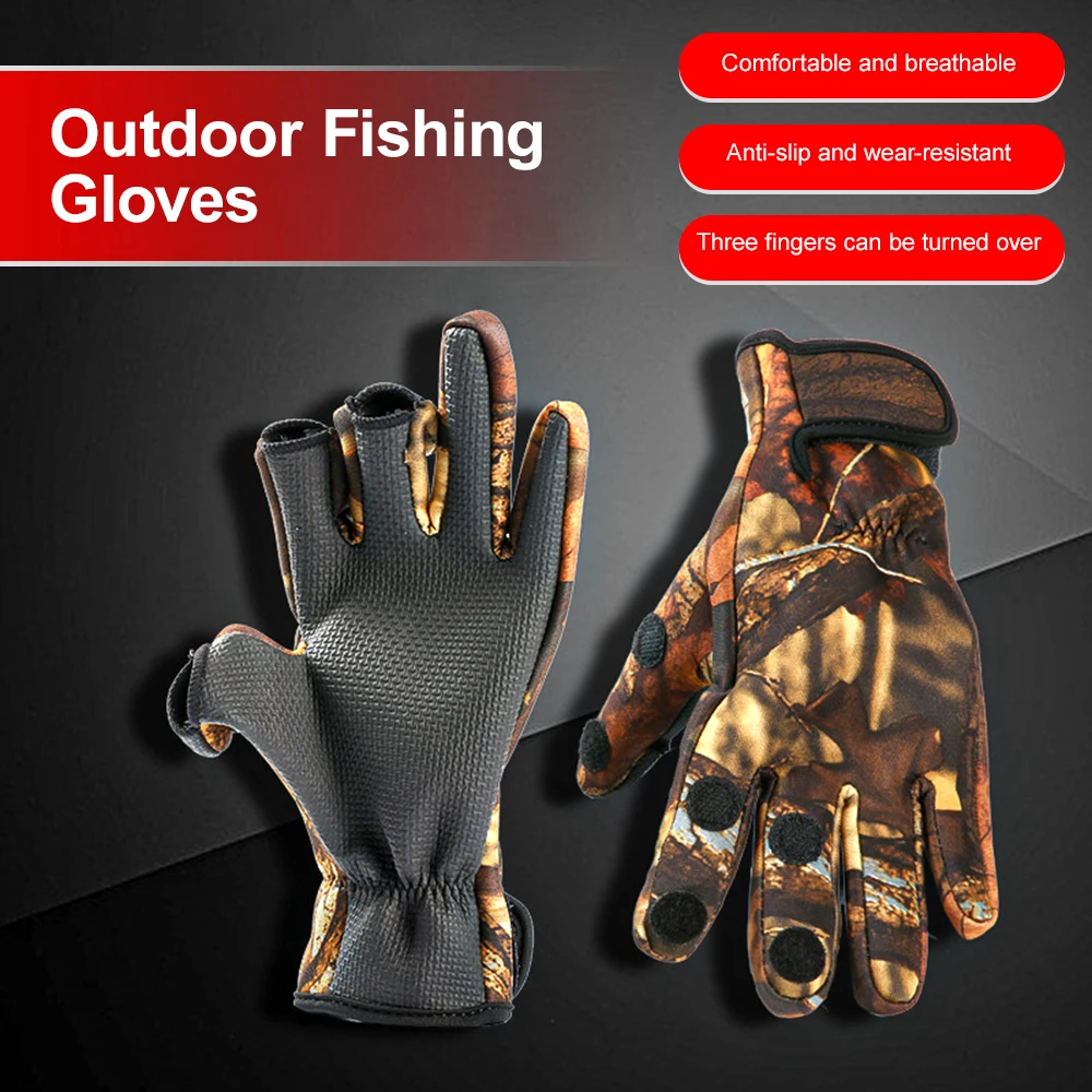 

Winter Fishing Gloves Waterproof Mitten Three Fingers Cut Anti-slip Climbing Glove For Outdoor Hiking Camping Riding Gloves