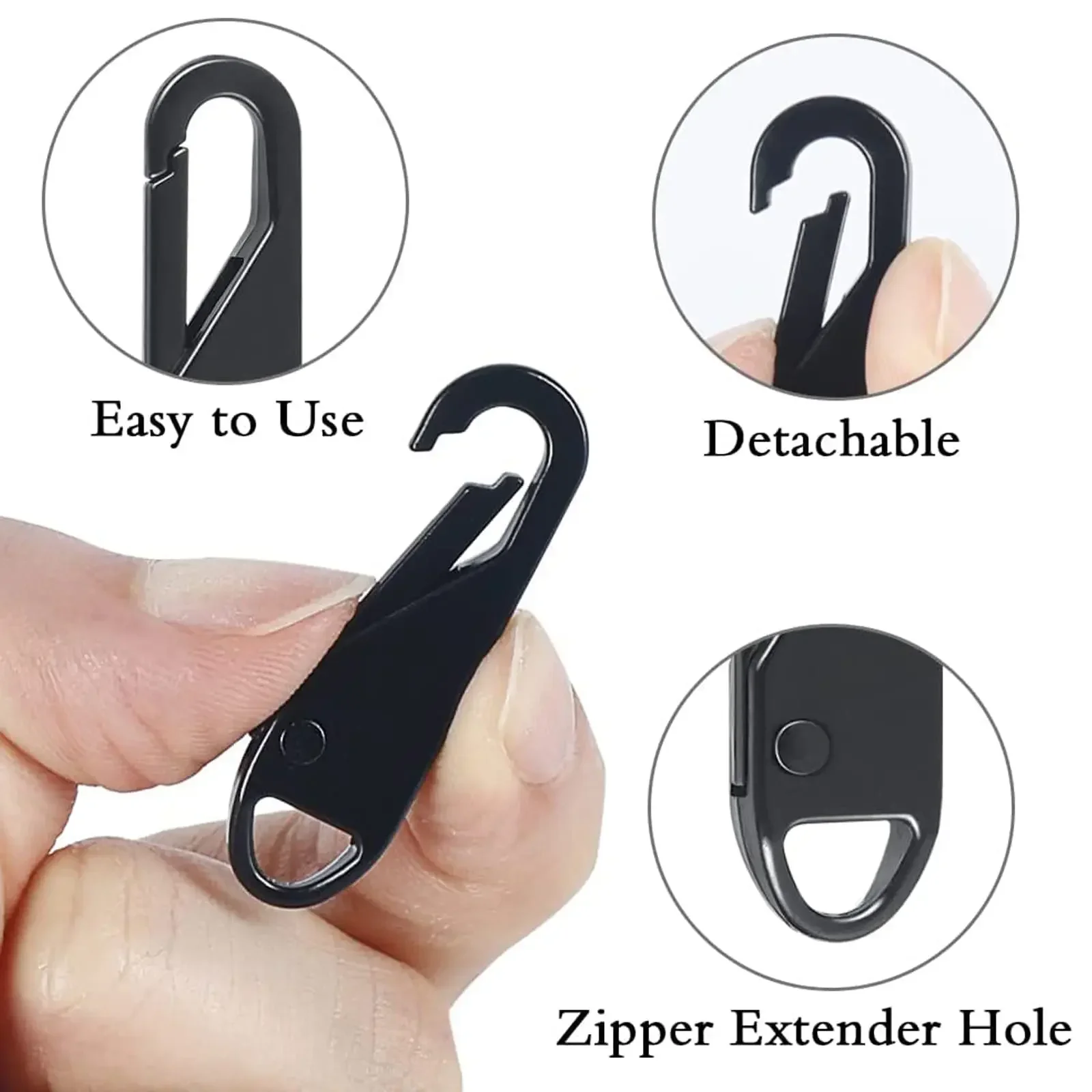 5 Pieces Zipper Pull Replacement Zipper Repair Kit Zipper Slider Pull Tab Universal Zippers Fixer Metal Zippers Head