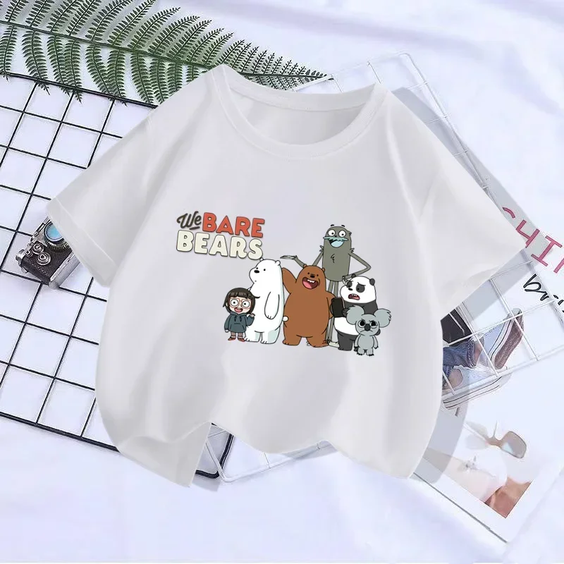 2024 Boy Girl T-shirt Kawaii Little Bear Print Short Sleeve leisure T Shirt Summer Anime Cartoon children T Shirt 4-14 Years