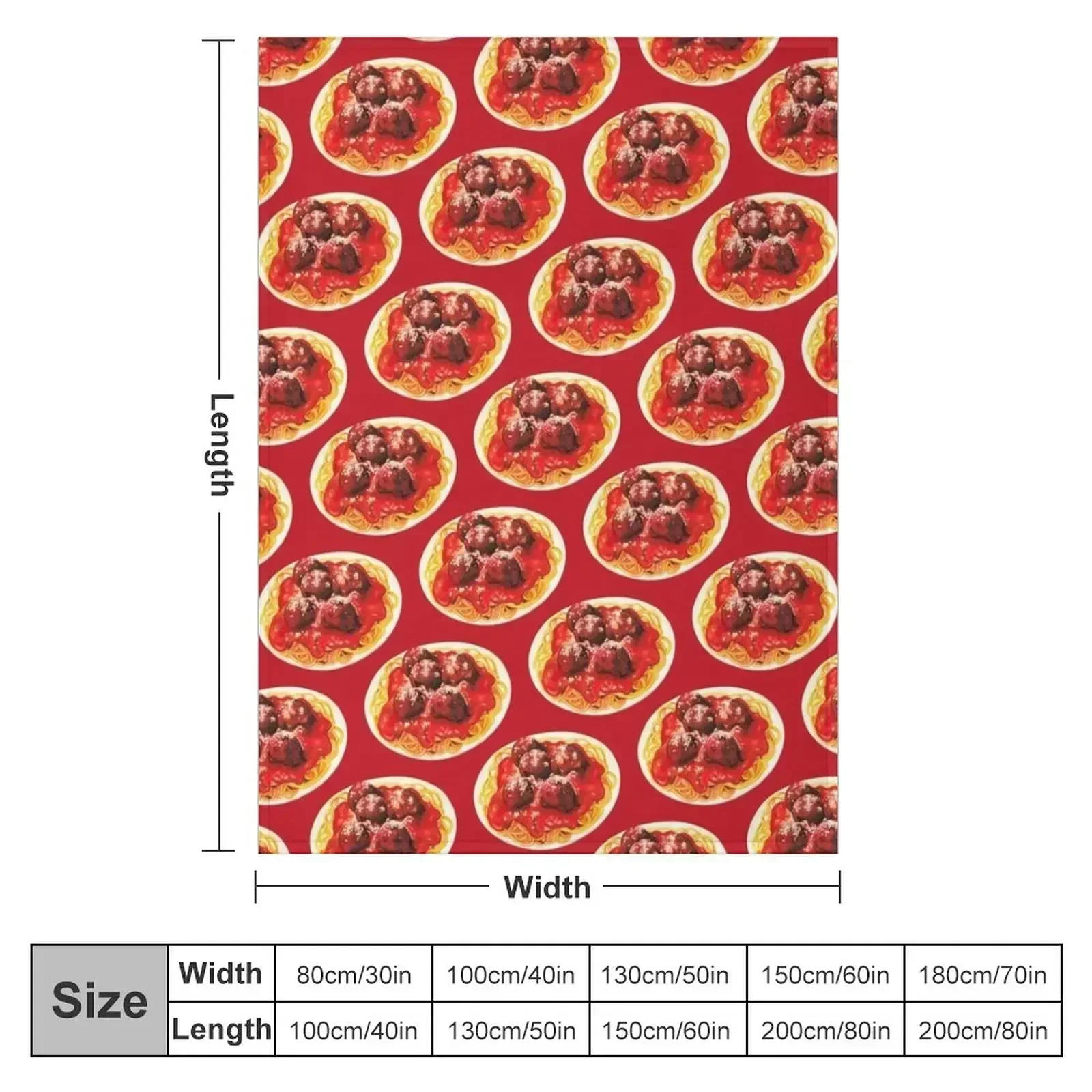 Spaghetti & Meatballs Pattern - Red Throw Blanket Decorative Beds Bed sofa bed Baby Blankets