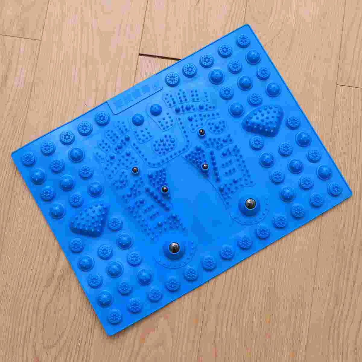 Reflex Massage Mat Foot Massager Magnetic Therapy Plastic Toe Pressure Plate Massage Pad Acupressure Relaxation Mat (Blue)