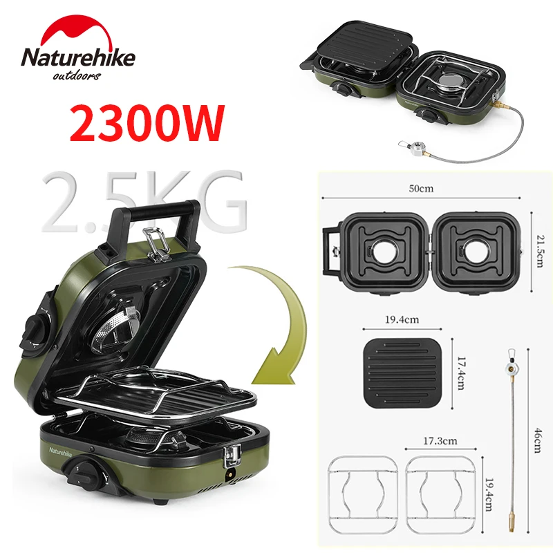 

Naturehike Double Fire Gas Stove Folding Portable for Camping Outdoor Picnic 2300W Strong Power Ignition Burner Cookware Furnace