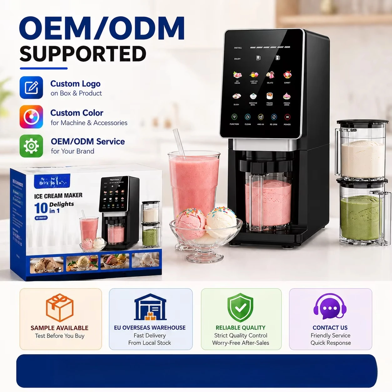 Teendow KF-2501 Home Electric Ice Cream Maker Slushie, Frozen Drinks, Ice Cream, Yogurt and Smoothie