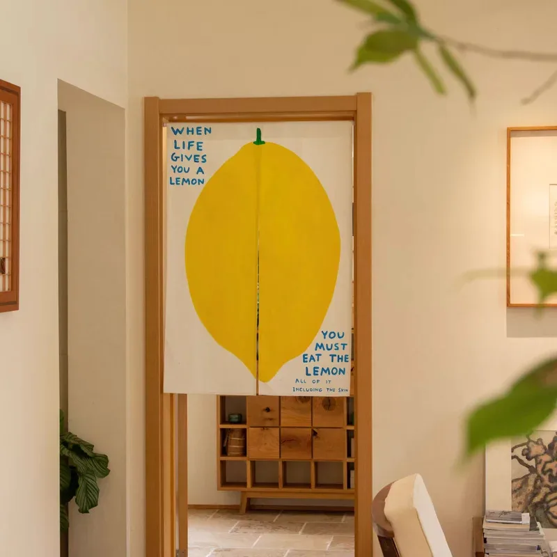Cortina de porta minimalista com estampa de limão VIKAMA, meia cortina moderna, decoração fresca e divertida para cozinha e café