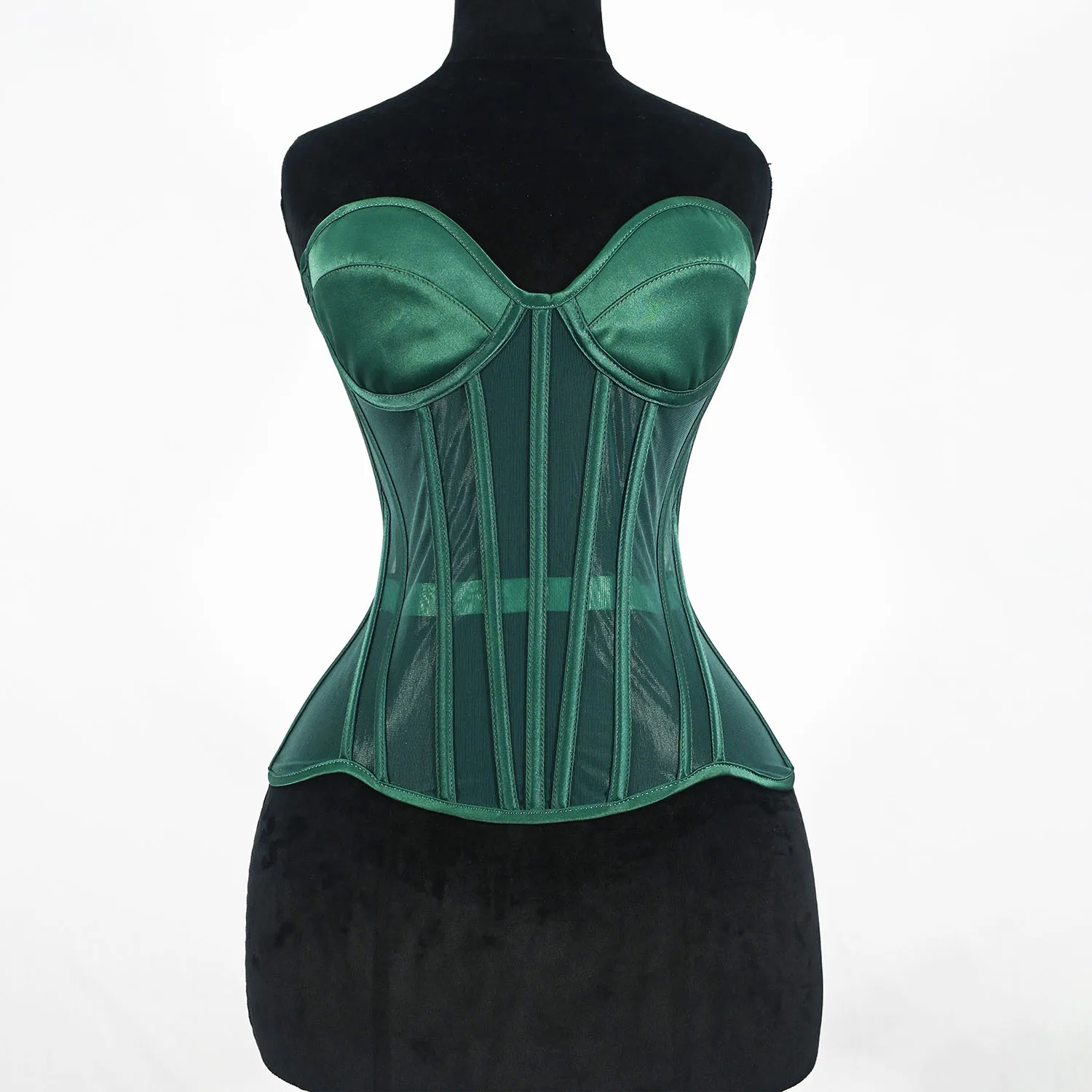 

Sexy Corset Bustiers for Women See Through Mesh Strapless Top Vintage Gothic Corsets Lace Up Body Shaper Evening Party Tops