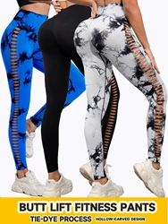 2024 Butt Lifting Sexy Gym Leggings donna vita alta senza cuciture Tie Dye Leggings donna Skinny Stretch all'aperto scava fuori i pantaloni