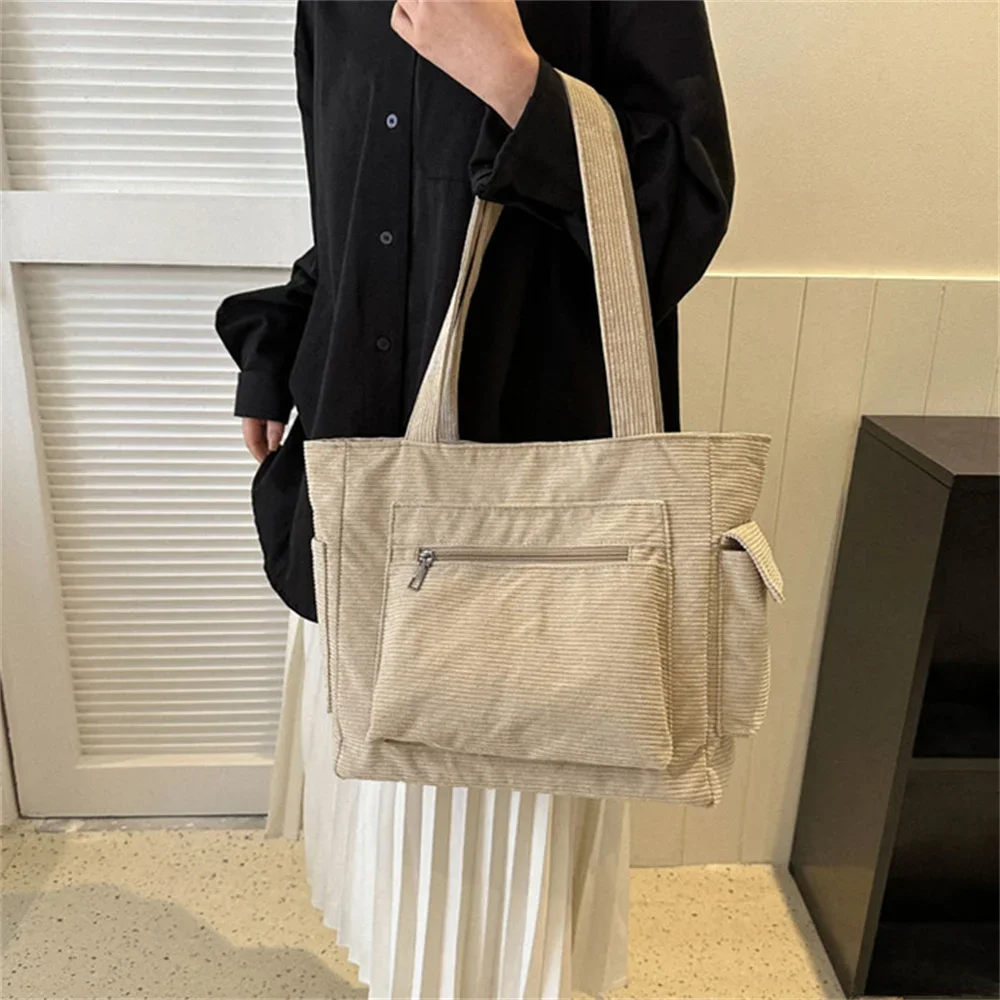 Useful Leisure Corduroy Shoulder Bag New Simple And Versatile Women Tote Bag Handbag