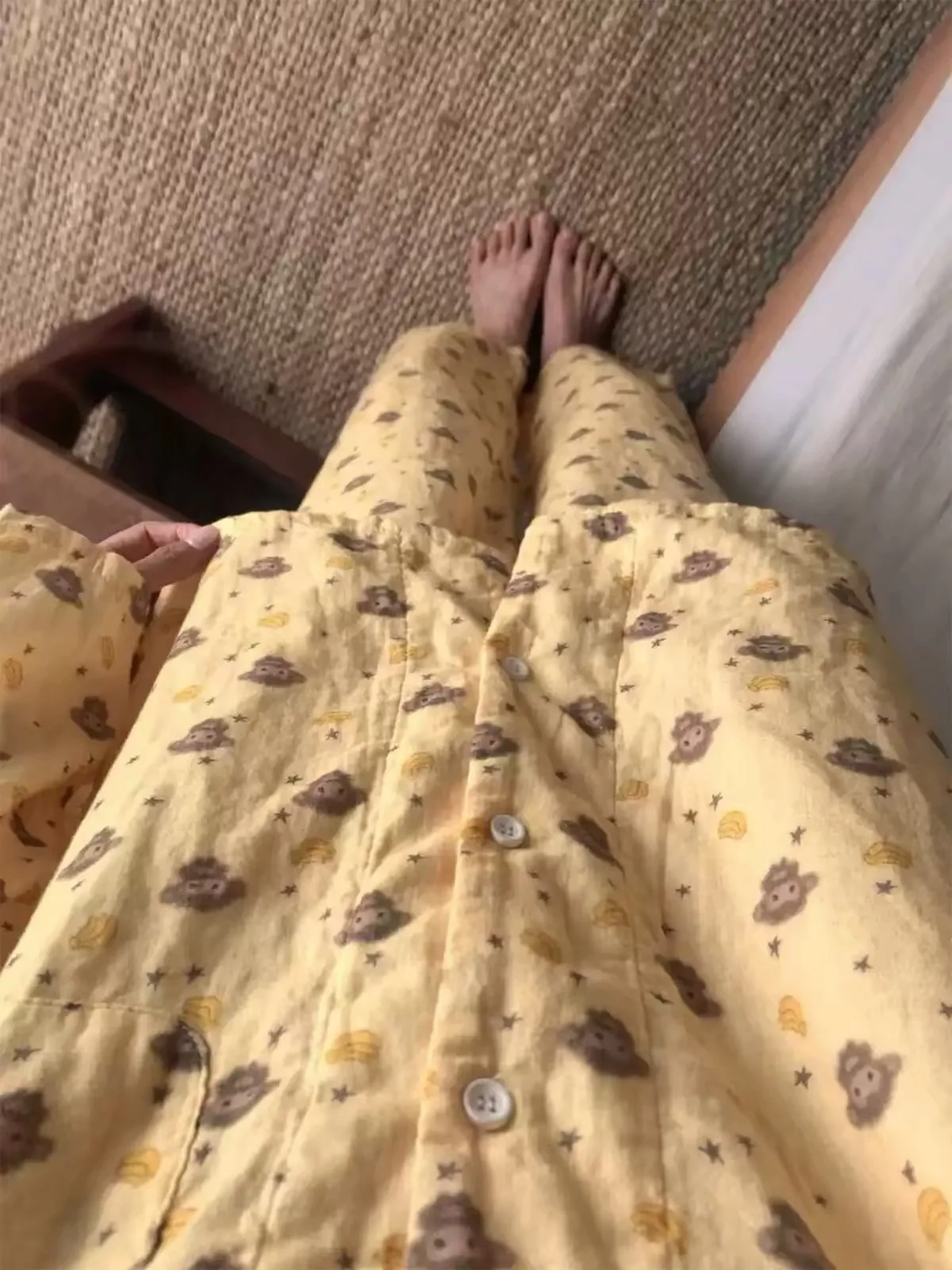 Korean Style Cute Monkey Print Sleepwear Women's Long Sleeve Long Pants Dopaamine Home Clothes Casual Set Can Be Worn outside