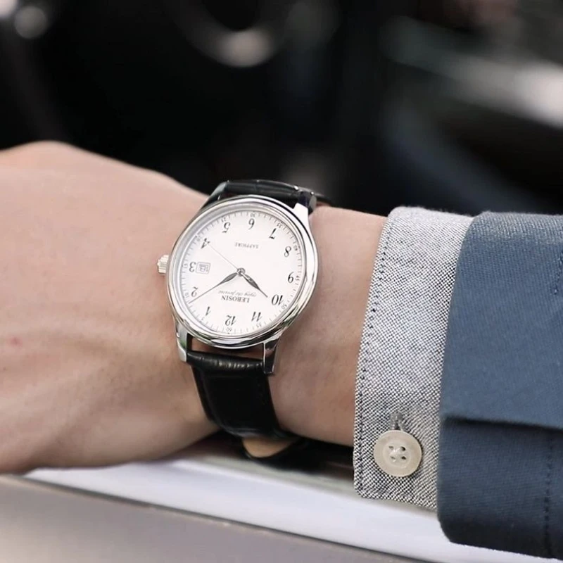 New Swiss luxury quartz watch simple fashion handsome men's watch retro real cowhide belt waterproof watch luxury birthday gift