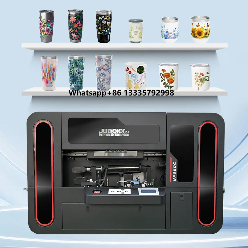 

Jucolor Fast Speed Printer Round Object Printing Cylinder Printer Aluminum Can Printing Machine Taper Cup Printer
