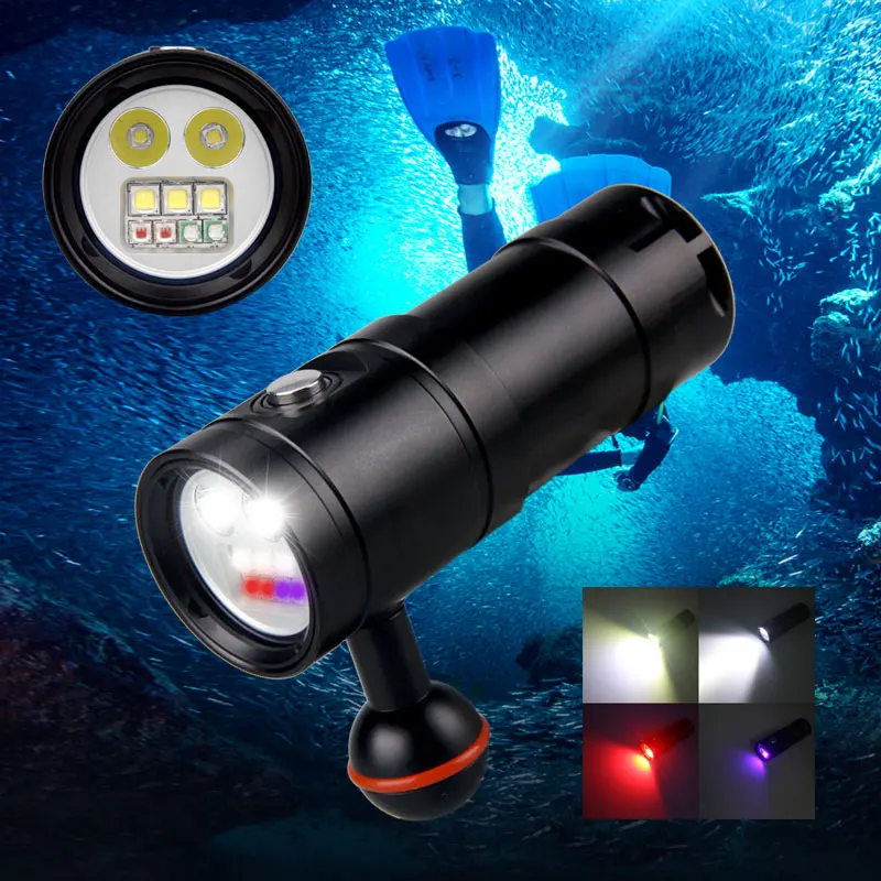 20000Lumen LED Diving Flashlight IPX8 Underwater Diving Lighting 100m Waterproof Tactical Torch For Photography Video Fill Light