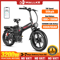 W Wallke H9 AWD Electric Bicycle 2000W Folding Electric Bike 40AH/60AH Ebike 20*4.0\