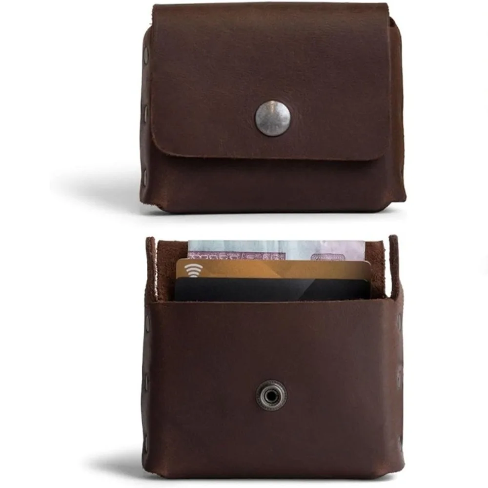 Durable PU Leather Waist Bag Studded Rivet Belt Wallet Portable Compact Card Holder for Men
