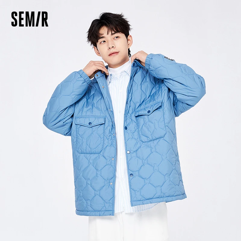 Semir Jacket Men 2023 Winter New Shirt-Style Cotton Clothes Loose Simple Fashionable Water-Repellent Warm Cotton Jacket