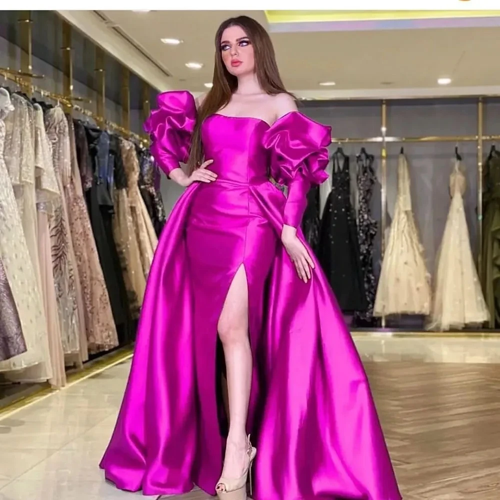 

Romantic Hot Pink Satin Mermaid Prom Dresses Saudi Arabia 2024 One Shoulder Formal Gowns Robes De Soirée Celebrity Party Dresses