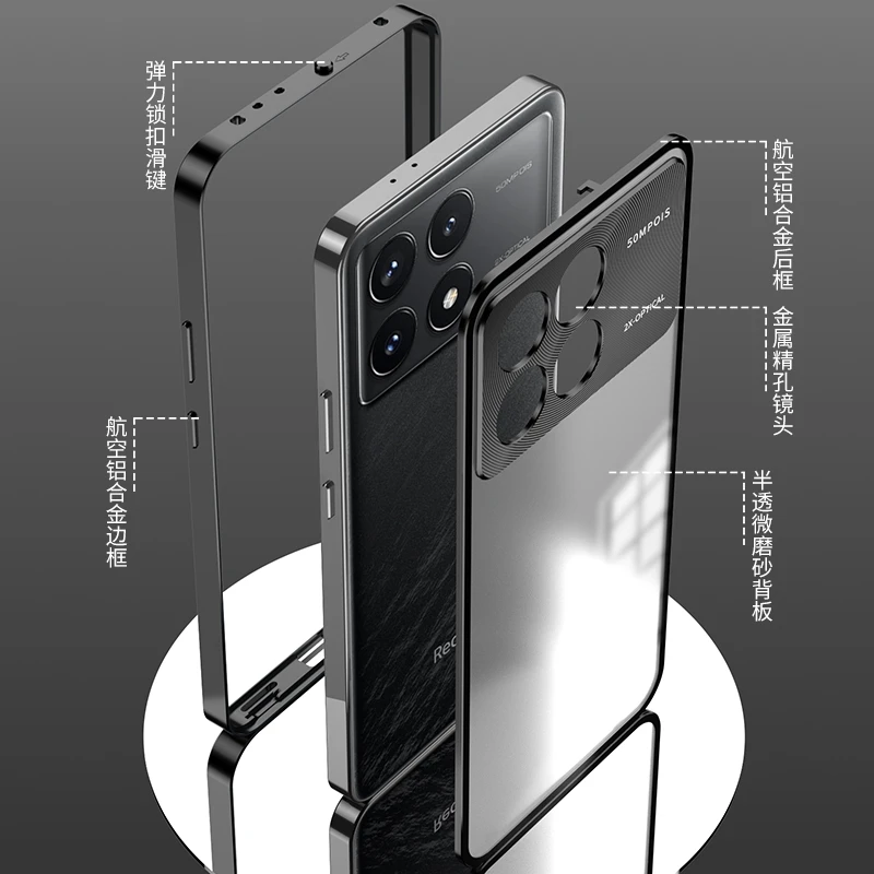 Aluminium Alloy Metal Frame Case For Poco F6 Pro Case transparent